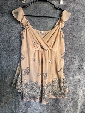 Peach Floral Ruffled Strap Camisole